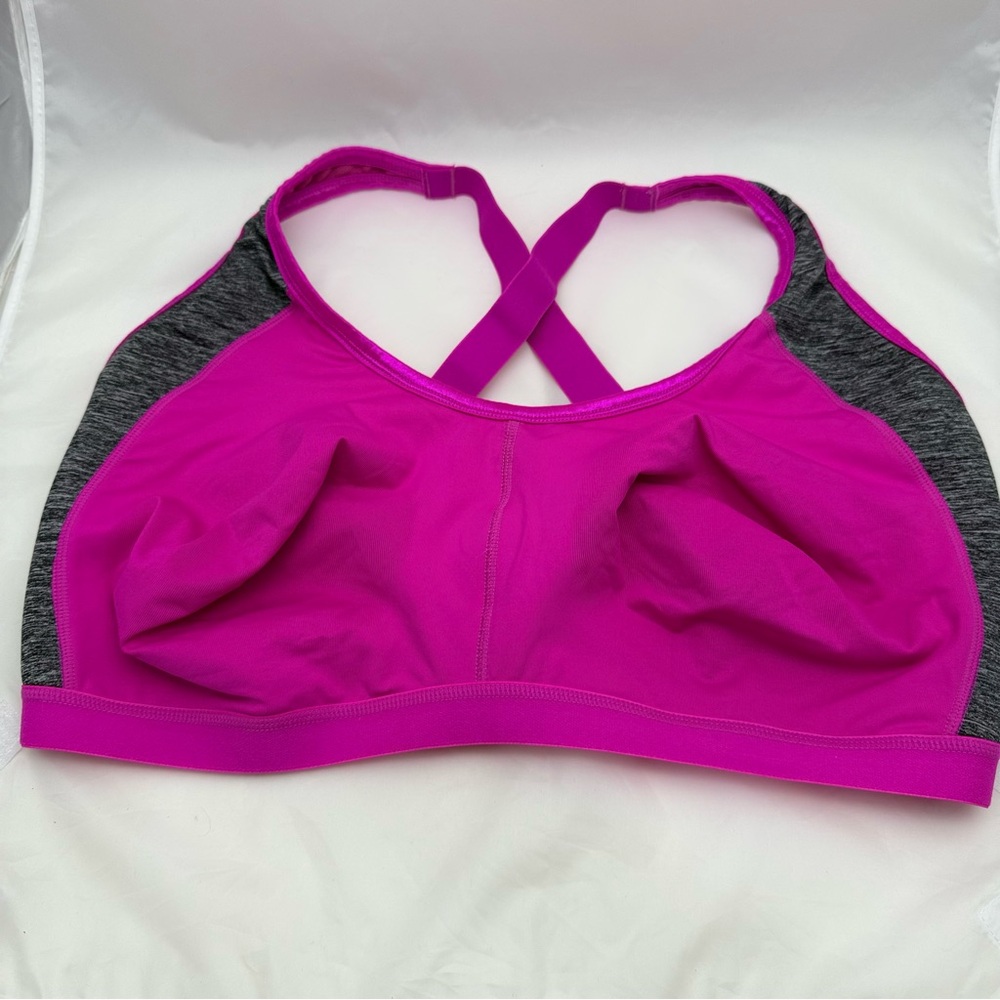 Comfort Choice Sports Bra 44G Pink Gray High Impact Wireless Plus Size